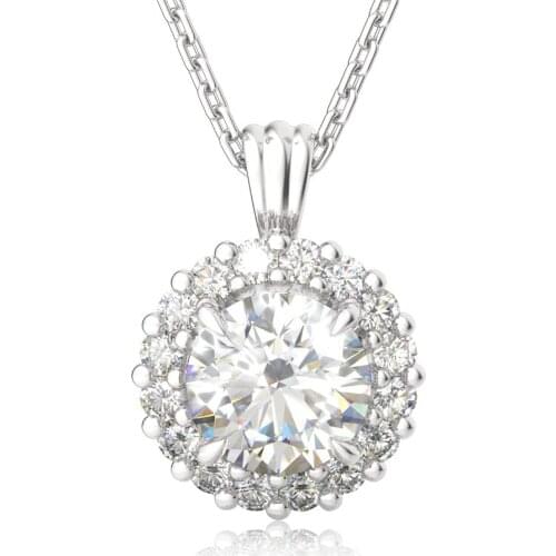 925 Sterling Silver Moissanite Pendant Women 2ct Round Shape With Necklace GRA Certificate Fashion Jewelry Pass Dimaond test New