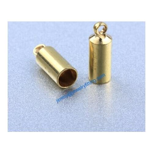 Jewelry Accessories Raw Brass end cap crimp beads cap end beads End caps for laether cord 4*11mm