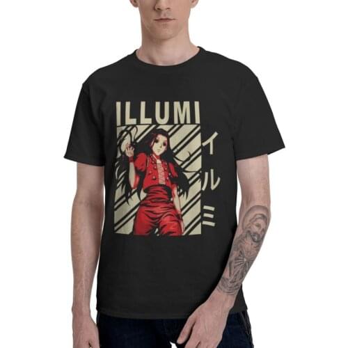 Illumi Zoldyck Japanese Manga T Shirt Men Short Sleeve 100% Cotton T-shirts Hxh Anime Hunter X Hunter Tee Tops Streetwear Tshirt