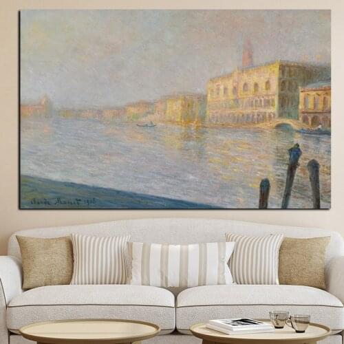 HD Print Claude Monet Seine of argenteuil Impressionist Landscape Oil Painting on Canvas Art Poster Wall Picture for Living Room