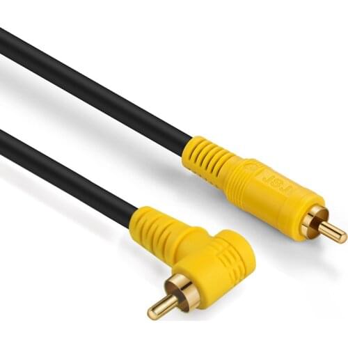 Lotu RCA Male to RCA Male Right Angle Connector Digital Stereo Coaxial Audio/Video line Cable speaker For Hifi AV TVCord M/M