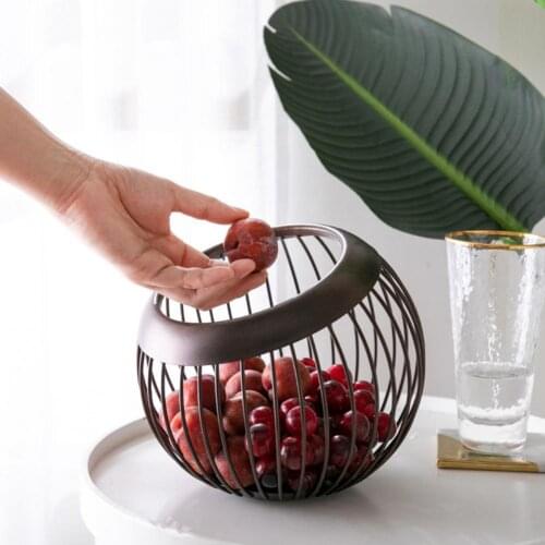 Fruit Basket Washable Hollow Stainless Steel Nut Storage Dish Household Decorative Circular Chassis Desktop Hollow Fruits Basket