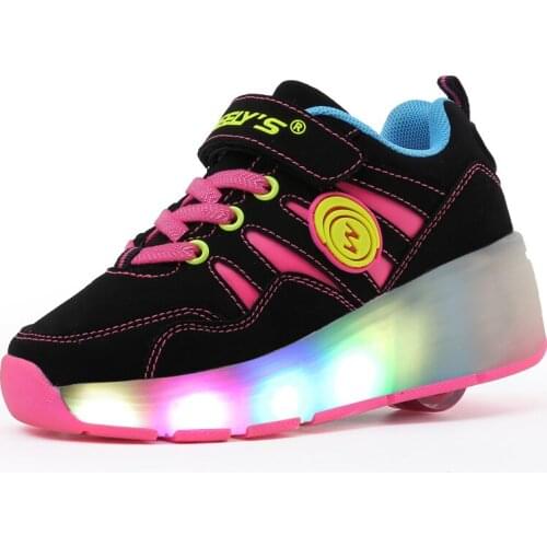 With LED Children Wheels Shoes Fashion Boys & Girls Sneakers Sports Casual Roller Skates For Kids Size 29-41