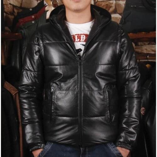 Free shipping.Brand new man winter warm soft sheepskin Jacket,quality mens 100% genuine Leather jacket.Detachable cotton coat