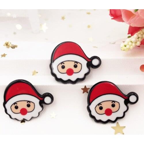 Kawaii Colorful Santas head Flat Back Acrylic Sheet Miniature Pattern 8 Pcs Applique DIY Scrapbook Christmas Decor Crafts