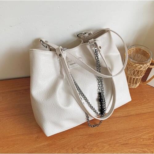 Fashion Soft Pu Leather Women Handbags Luxury Ladies Tote Bag Designer Chain Shoulder Bag Solid Color Big Crossbody Bags Shopper