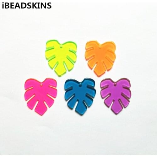 New arrival! 30x26mm 100pcs acrylic Neon effect feather-shape charms for stud earrings/earrings accessories/Earring parts DIY