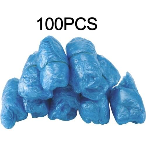 100Pcs Disposable Plastic Shoe Covers Rooms Outdoors Waterproof Rain Boot Carpet Clean Overshoes Shoe Care Kits For Home/Hotel