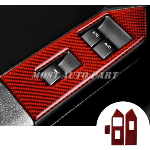 Carbon Fiber Interior Car Door Window Switch Button Cover Trim For Ford Mustang 2009-2013 Red/Black Car accesories Car Trim