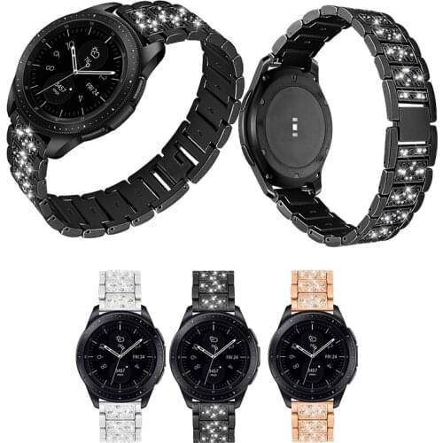 Gems-Studded Stainless Steel Strap Suitable for Samsung Galaxy Gear S2/S3Watch Band 46mm 42mm Active Replacement Watch Strap