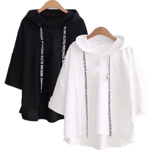 Ulzzang Harajuku Shirts Fashion Kpop Clothes Women Casual Hooded Tshirts Pullovers Tops Female Short Sleeve Hoodie Shirts