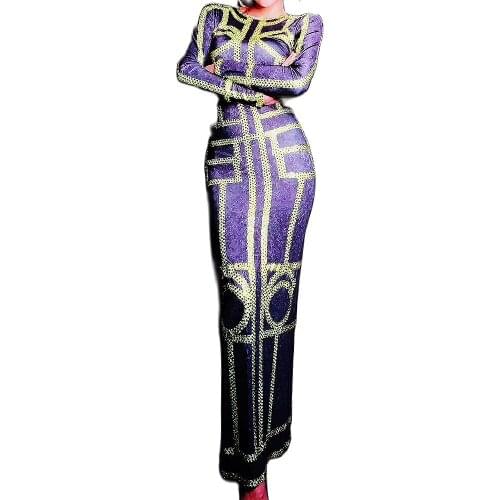 Shining Sequin Long Sleeve Dresses Luminous Stretch Women Dresses Singer Stage Wear Birthday Party Prom Celebrate Costumes