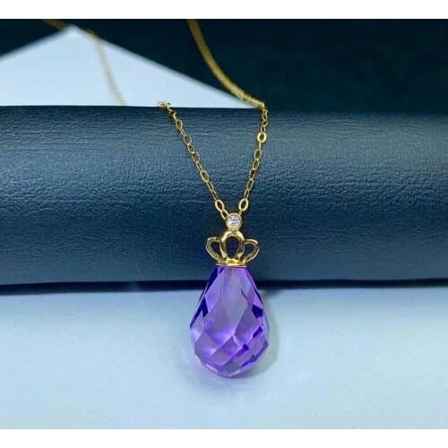 Shilovem 18k yellow piezoelectric amethyst Pendants fine Jewelry women trendy no necklace classic plant gift 8*11mm mymz0811760z