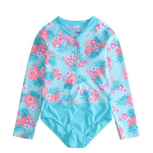 Wishere One-piece Baby Girls Swimwear Kids' Swimsuit Long Sleeve Toddler Girl Swimsuit