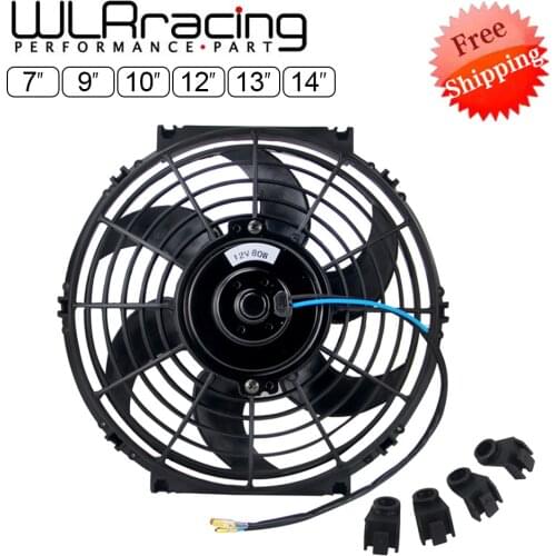 7 9 10 12 13 14 Inch Universal 12V 80W Slim Reversible Black Blade Electric Cooling Radiator Auto Fan Mounting Kit