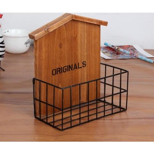 Vintage Retro Wooden Shelf Home Furnishing Iron With wood features storage rack,living room / balcony wall decorations Hot