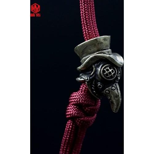 1PC Beak Mask Retro Brass White Copper EDC Paracord Beads Umbrella Rope Cord Lanyard Pendants Knife Beads Knife Accessories