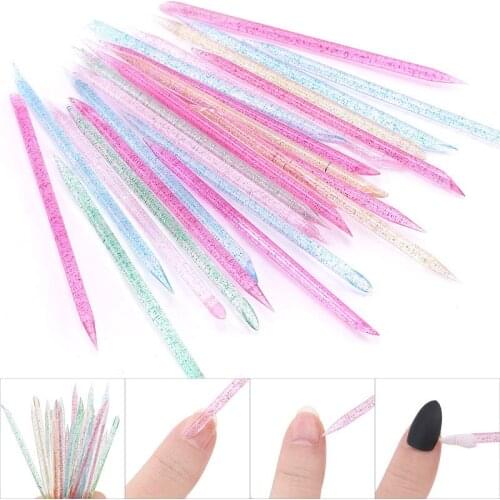 100/10Pcs Nail Crystal Stick Reusable Double Nail Art Cuticle Pusher Cuticle Remover Tool Pedicure Care Nails Manicures Tools