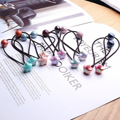 10pcs Acrylic Dimensional Dolls Cartoon Elastic Hair Band Sets Hair Accessories Girls Handmade Hair Tie Headband Rubber Band