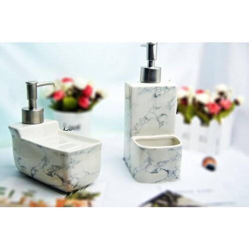 2 Styles Luxury Vintage Bathroom Hotel Marble Ceramic Soap Dispenser Lotion Shampoo Shower Gel Perfume Pump Bottle