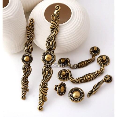 20PCS Retro Furniture Handles European Antique Style Cupboard Drawer Dresser Wardrobe Kitchen Cabinet Door Pull Handles Knobs