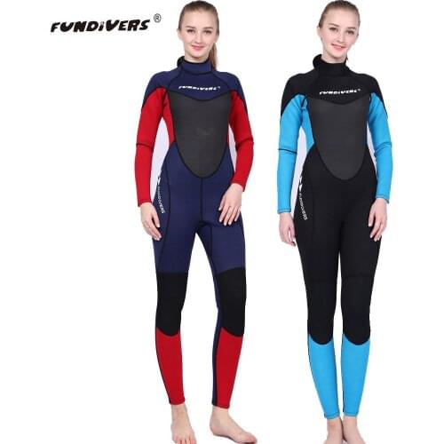 3mmWomen Diving Suit Long Sleeve Full Body Swimwear For Fishing Sport Swimsuits Snorkeling Surfing Rush Guard Jumpsuits Wetsuits