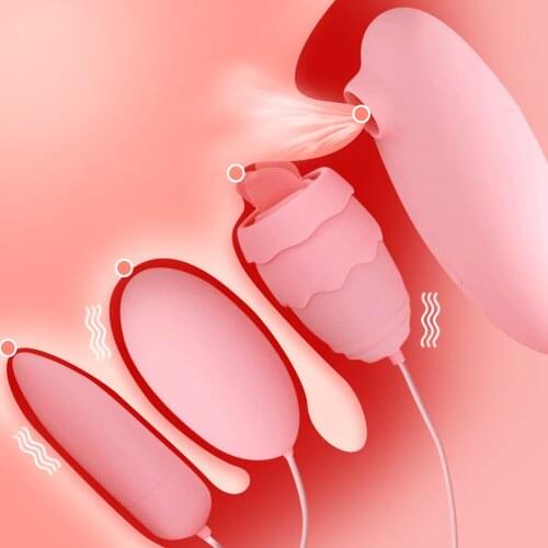Vibrators 4 In 1 Nipple Sucker Clit Stimulator Female Masturbation Tongue Lick Vibrators jumping Eggs Sex Toys For Adult Women