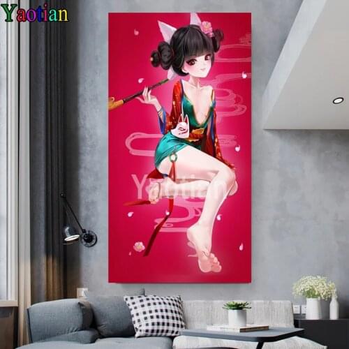 Anime girl blue umbrella Diamond Painting 5D DIY Full Square/round Diamond Embroidery Kit, Cartoon Art Rhinestone Cross Stitch