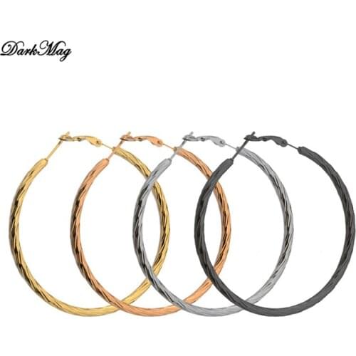 DarkMag Fashion Hoop Earrings For Women Stainless Steel Ear Post Earrings Gold Circle Ring Gift