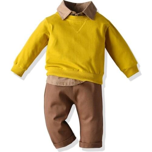 Kids-clothes for boys casual long sleeves shirt t-shirt pants set toddler boy clothes 2019 kids 3pcs page boy outfits children