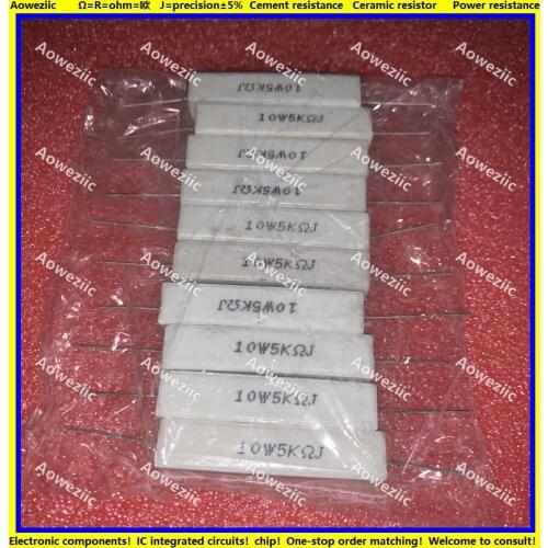 10Pcs RX27 Horizontal cement resistor 10W 5K ohm 10W5KJ 10W5K 5000 ohm 5000R Ceramic Resistance precision 5% Power resistance