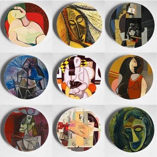 Art Plate Picasso Dish Abstract Oil Painting Plate Ceramic Plate Wall Decorative Plate Hanging Plate Wall Dish Decoration