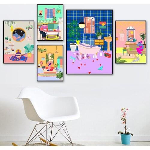 Paradise House Posters and Prints Gift For Her Mini Artworks Canvas Painting Abstract Wall Pictures For Living Room Home Decor