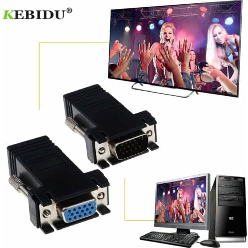 Kebidu Male to LAN CAT5 CAT6 RJ45 Network Ethernet Cable Female Adapter RJ45 to VGA Extender Computer Extra Switch Adapter