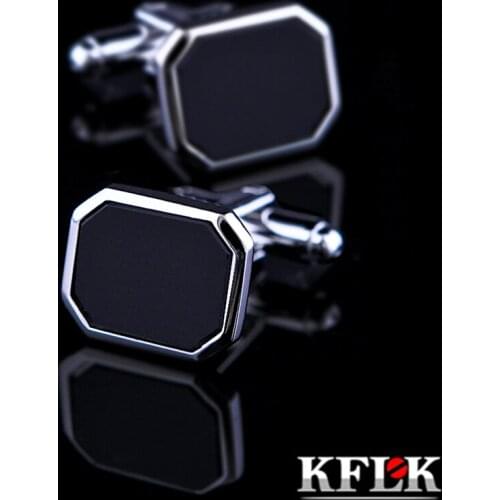 KFLK 2020 Luxury shirt cufflink for mens Brand cuff bouton de manchette Simple Black cuff link High Quality abotoadura Jewelry