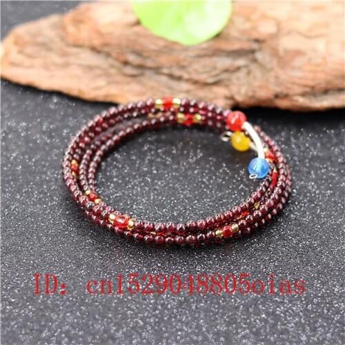 Natural 4mm Red Garnet Elastic Mala Beads Bangle Bracelet Fashion Charm Jadeite Jewelry Amulet Gifts for Women A06