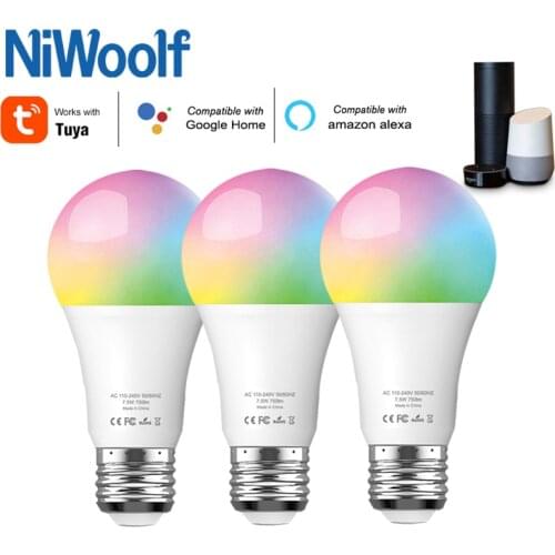 2021 Tuya Lamp Smart WiFi Bulb E27 Color Changing 7.5W Compatible With Alexa Google Home Tuya APP Timer Dimmer For AC 100-240V