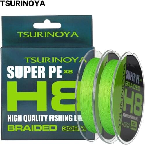 TSURINOYA 8 Strands Braided Fishing Line H8 300M Carp Fishing 8 Braided Wire PE Line 16LB 22LB 25LB 30LB 40LB 45LB 50LB