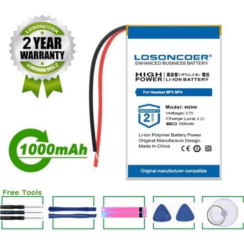 LOSONCOER Battery 802540 082540 1000mAh Battery For GPS MP3 MP4 MP5 LED Light RC drone Speaker