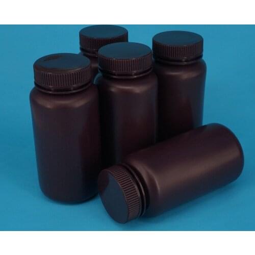 Lot5 500ml Brown PP Plastic Cylindrical Chemical Container Reagent Bottle