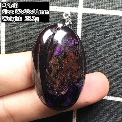 Natural Royal Purple Sugilite Pendant Jewelry For Women Man Crystal 37x23x11mm Beads Silver South Africa Anticancer Stone AAAAA