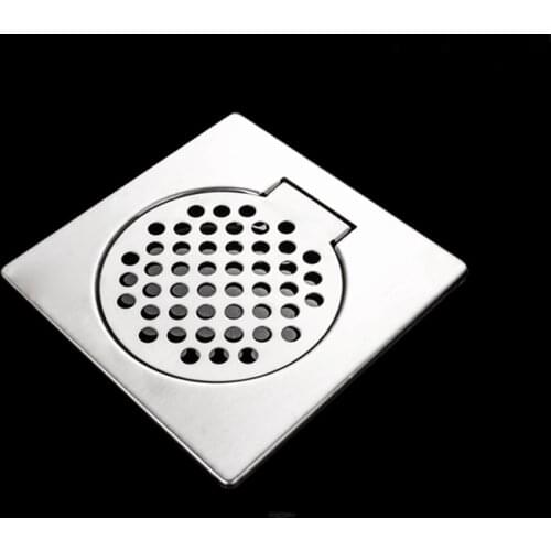 1pc 10cm*10cm Single Layer Flip Floor Drain Bathroom Single Piece Stainless Steel Floor Drain