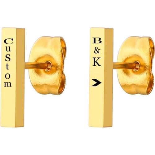 Custom Name Stud Earrings Personalized 15MM Bar Nameplate Handmade Jewelry For Women Girls 3 Colors Bijoux