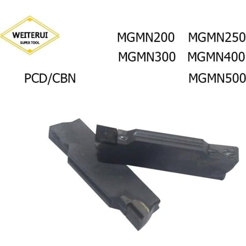 2Pcs MGMN200 MGMN250 MGMN300 MGMN400 MGMN500 PCD CBN Diamond Inserts Grooving Turning Tool Parting off Suitable For MGEHR Tools