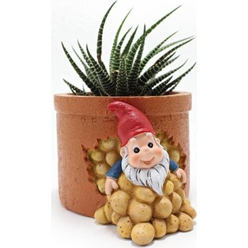 Garden Gnome Ornaments Resin Dwarf Flower Pot Statue Artificial Decorations Yard Balcony Bedroom Decor Toy