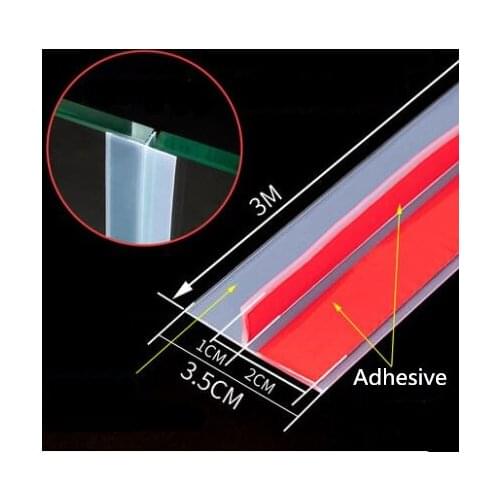 3 Meter T type Self Adhesive Shower Weather Stripping Silicone sealing strip for Bathroom Frameless Glass