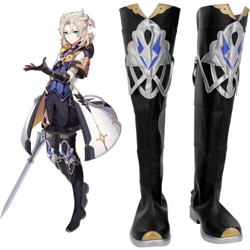 Genshin Impact Albedo Cosplay Boots Kreideprinz Black Shoes Cosplay Custom Made