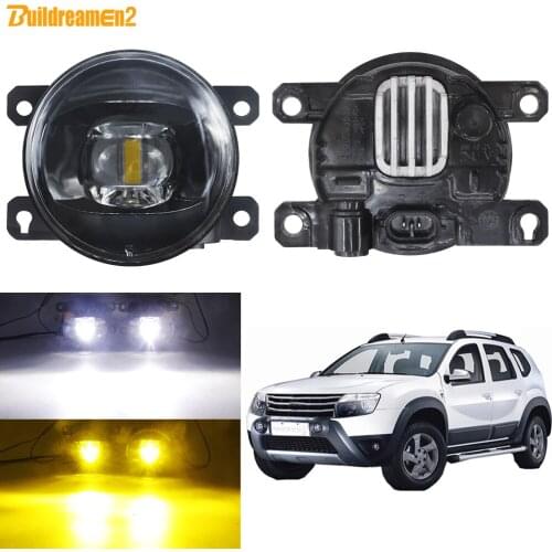 LED Fog Light Assembly Car Front Bumper Lens Fog Lamp Yellow White 30W 8000LM 12V For Dacia Duster 2010 2011 2012 2013 2014 2015