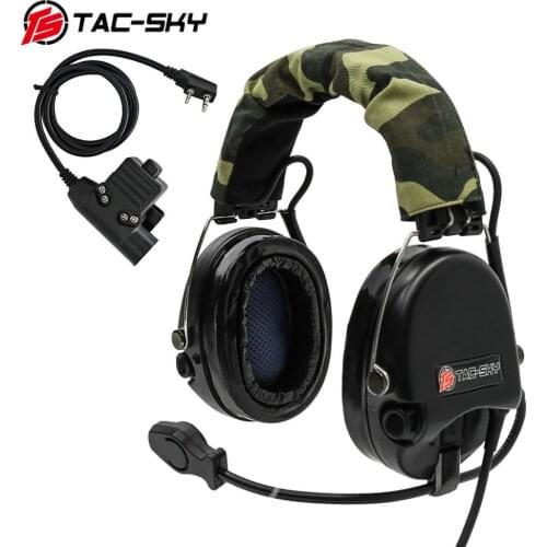 TAC-SKY Tactical Sordin Silicone Earmuffs Noise Reduction Pickup Hunting Shooting Tactical Headset and Military Adapter U94 PTT