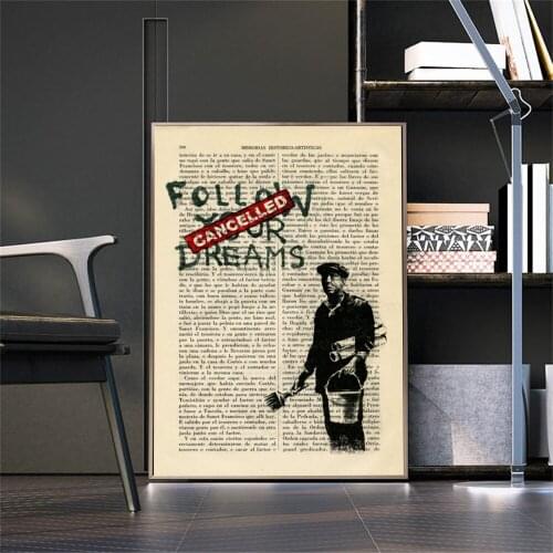 Street Graffiti Art Follow Your Dreams Painting Print on Canvas Stencils Book Poster Room Wall Decor on Dictionary Art Cuadros